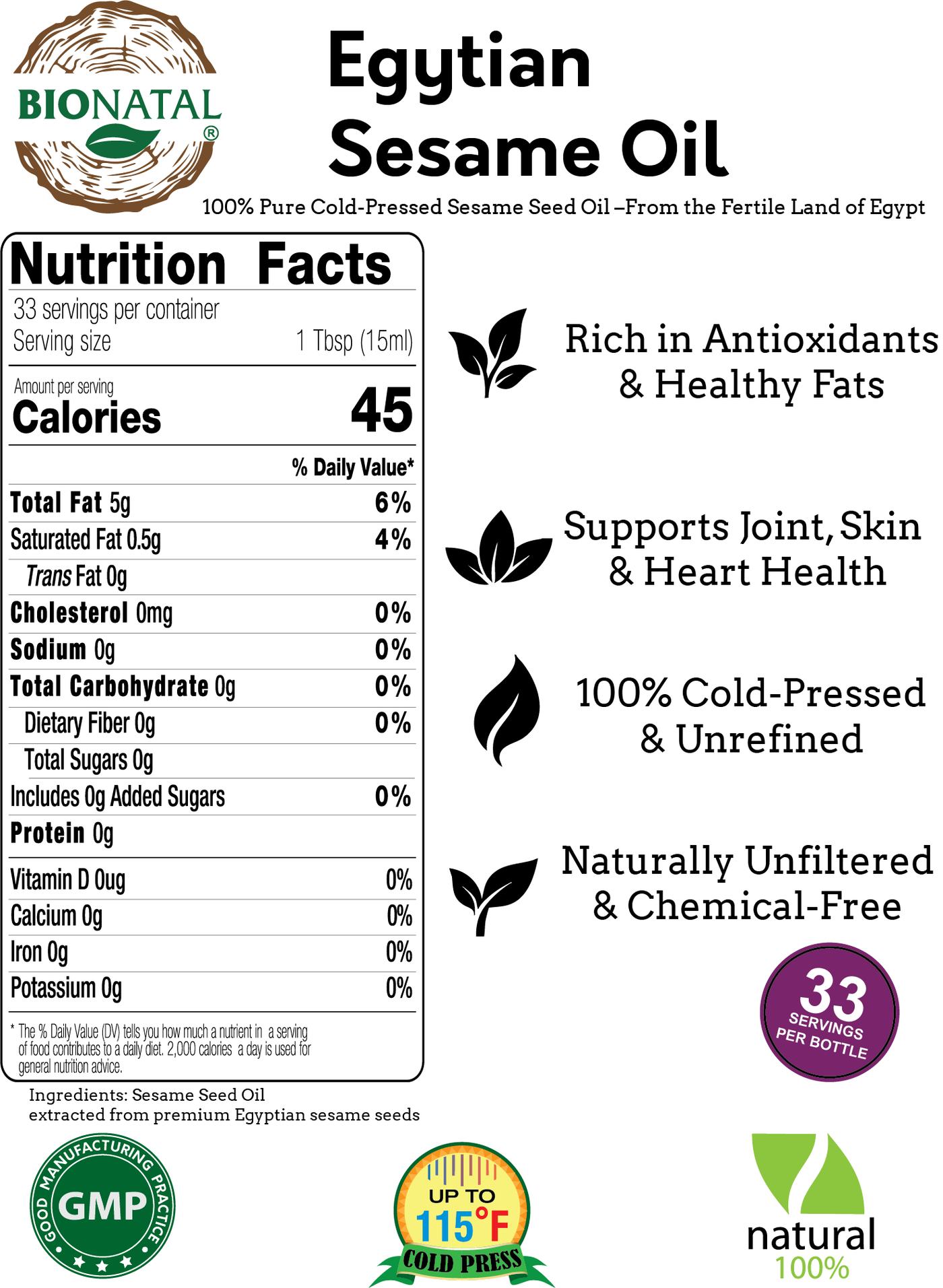 Egyptian Sesame Seed Oil 17oz