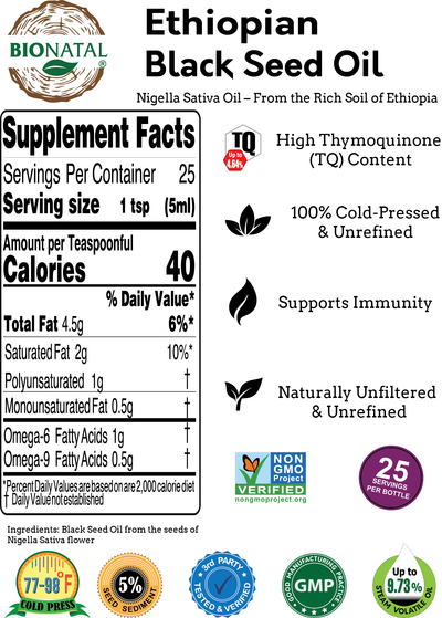 Ethiopian Black Seed Oil 4.2oz (GLASS)